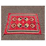 Red, Black, Cream, and Tan Geometric Accent Rug