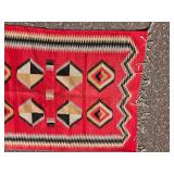 Red, Black, Cream, and Tan Geometric Accent Rug