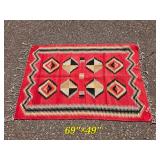 Red, Black, Cream, and Tan Geometric Accent Rug