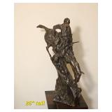 Frederic Remington Style "The Mountain Man" Western Bronze Tone Sculpture