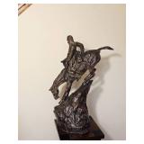 Frederic Remington Style "The Mountain Man" Western Bronze Tone Sculpture