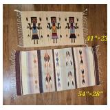 Southwestern Style Woven Accent Rugs Pair
