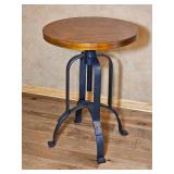 Industrial Style Adjustable Wood and Metal Side Table