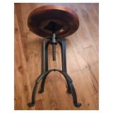Industrial Style Adjustable Wood and Metal Side Table
