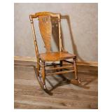 Vintage Oak Pressback Rocking Chair