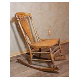 Vintage Oak Pressback Rocking Chair