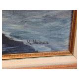 M. Holmes Original Framed Flying Mallard Painting with Picture Light