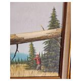 Lucas 1970 Original Framed Whitetail Deer Painting with Picture Light