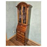 Tall Secretary Desk Bookcase with Glass Doors