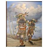 Framed Hopi Kachina Dancer Painting with Picture Light