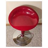 Glossy Red Adjustable Modern Bar Stool