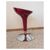 Glossy Red Adjustable Modern Bar Stool