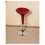 Glossy Red Adjustable Modern Bar Stool