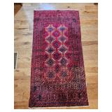 Red and Black Bokhara Style Area Rug, 36 by 72 Inches