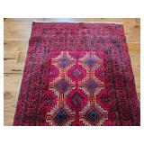 Red and Black Bokhara Style Area Rug, 36 by 72 Inches
