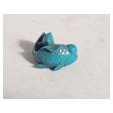 Small Turquoise Blue Carved Fish Figure