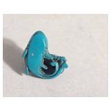 Small Turquoise Blue Carved Fish Figure