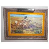 Original Western Pronghorn Antelope Oil Painting