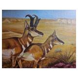 Original Western Pronghorn Antelope Oil Painting
