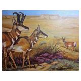 Original Western Pronghorn Antelope Oil Painting