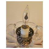 Pair of Ruby Red Glass Hurricane Accent Lamps