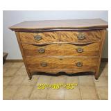 Antique Tiger Maple Bow Front Chest of Drawers