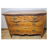 Antique Tiger Maple Bow Front Chest of Drawers