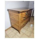 Antique Tiger Maple Bow Front Chest of Drawers