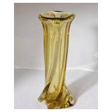 Tall Amber Swirl Art Glass Vase