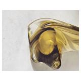 Tall Amber Swirl Art Glass Vase