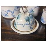 Handcrafted Pine Motif Studio Pottery Serving Collection