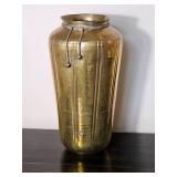 Large Hammered Brass Floor Vase with Rope Accent Detail