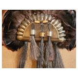 Turkey Feather Wall Fan Display with Tassel Accents