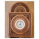 Ornately Carved Wooden Wall Clock with Chain Weights