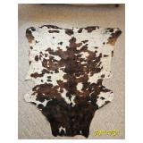 Large Brown and White Cowhide Area Rug