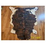 Large Dark Brown and White Cowhide Area Rug