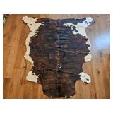 Large Dark Brown and White Cowhide Area Rug