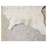 Small White Goat Hide Rug 34 x 34