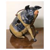 Rustic Painted Pig Birdhouse Decor