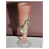 Art Glass Vase with Sculptural Metallic Hand Accent