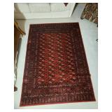 Red Wool Bokhara Style Area Rug