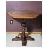 Antique Style Octagonal Wood Pedestal Accent Table