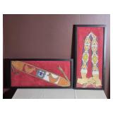 Framed Beaded Decorative Panels Pair