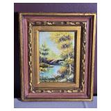 Small Framed River Landscape Painting