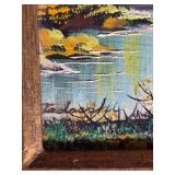 Small Framed River Landscape Painting