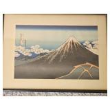 Framed Japanese Mount Fuji Woodblock Style Print