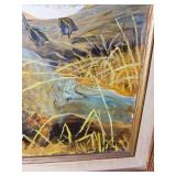 Vintage Framed Wildlife Painting of Hooded Merganser Ducks