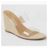 Brand New - A New Day Clear Strap Wedge Sandals Beige Strappy Slip On Women