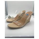 Brand New - A New Day Clear Strap Wedge Sandals Beige Strappy Slip On Women