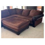 LLR - Sectional Sofa & Ottoman With Leather Accents